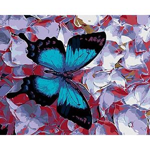 Zuty 1191162 - Schilderen op nummer vlinder en bloemen blauw 80 x 100 cm zonder spieraam