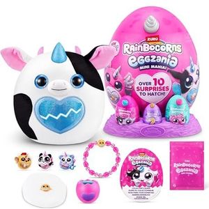Rainbocorns ZURU Eggzania Mini Mania, koe van ZURU Plush Surprise Uitpakken met Animal Soft Toy, ideaal voor meisjes met fantasierijk spel (koe)
