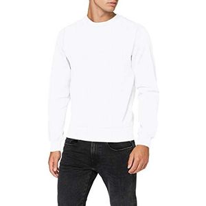 Build Your Brand Sweatshirt voor heren, ronde hals, sweatshirt in 3 kleuren, maten S tot XXL, Wit