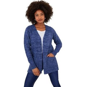 Joe Browns Cardigan en tricot chiné avec poche plaquée pour femme, bleu, 42