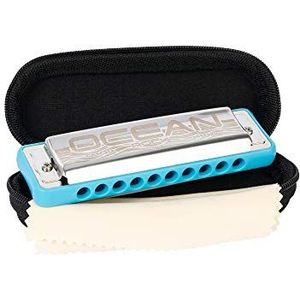 CASCHA Ocean Rock F-Dur mondharmonica in blauw | professionele diatonische mondharmonica met 10 gaten | hoogwaardige stemapparaten van fosforbrons | met softcase en HH 2323 reinigingsdoek