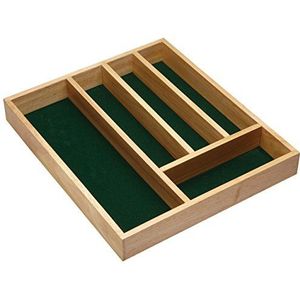 KitchenCraft Bestek/doos van hout, met groene vilten voering, 36 x 31 cm