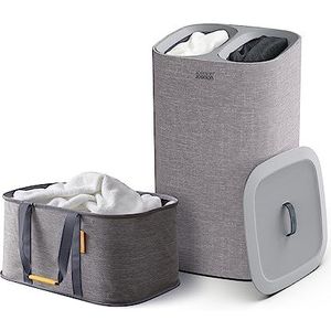 Joseph Joseph Laundry Hold-All Wasmand, opvouwbaar, 35 l en Tota wasmand, 2 vakken, 60 l, met deksel en 2 afneembare zakken, grijs