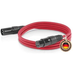ETEC, XLR-kabel, microfoonkabel, XLR-stekker naar XLR-aansluiting, XLR-verlengkabel, rood, 1,50 m