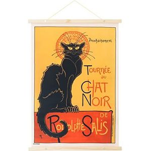 Kokonote - Wall Scroll, wanddecoratie van stof 53 x 71 cm - de zwarte kat | stoffen poster Cabaret de zwarte kat, canvas poster, kaki