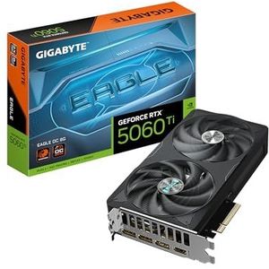 Gigabyte GeForce RTX 5060 Ti Eagle OC 8G Carte Graphique – 8 Go GDDR7, 128 Bits, PCI-E 5.0, 2617 MHz Fréquence du processeur, 3 x DisplayPort, 1 x HDMI, GV-N506TEAGLE OC-8GD