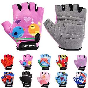 Meteor Unisex kinderfietshandschoenen Bike - Gel BMX handschoenen, roze, maat M / handbreedte - 7-7,5 cm