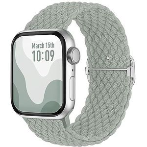 Suitisbest Nylon horlogeband compatibel met Apple Watch 38 mm, 40 mm, 41 mm, antislip gevlochten elastische band voor Apple Watch 9 8 SE 7 6 5 4 3 2 1, saliegroen