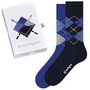 Burlington Basic Gift Box M SO katoen, fantasiepatroon, set van 2 paar herensokken (2 stuks), Blauw Mix 0300