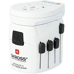 SKROSS PRO World 1.302530 reisadapter voor alle 2/3-pins en USB-apparaten, wit