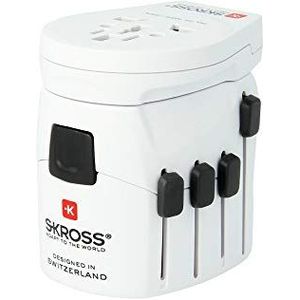 SKROSS PRO World 1.302530 reisadapter voor alle 2/3-polige en USB-apparaten, wit