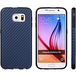 COODIO Coque Galaxy S6, Galaxy S6 [Cuir synthétique PU] Soft Gel [Silicone] [Ultra Mince] [Bumper Case] Cover [Shockproof] Protection Housse Etui pour Samsung Galaxy S6 - Bleu texturé