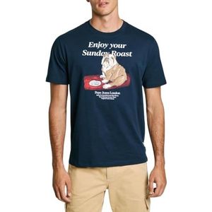 T-shirt - Marineblauw - Biologisch Katoen - Hondenillustratie