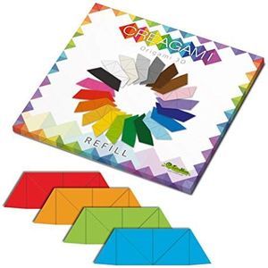 CreativaMente - Voorgesneden kaarten en met vouwgeleiders voor het maken van 3D-origami, 875, scharlakenrood, goudgeel, grasgroen, koningsblauw