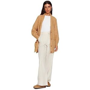 Trendyol Cardigan-Brown-Regular Fit Pull pour femme, camel, XL