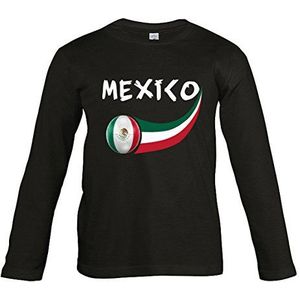Supportershop T- Mexique T-shirt, zwart, L/S, voor kinderen, 12 jaar, jongens, maat 2XL (fabrieksmaat)