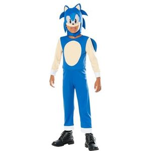 Rubies - Officieel Sonic-kostuum The Hedgehog – blauw Sonic kostuum met bivakmuts gevoerd masker – maat 7 – 8 jaar – ideaal voor fanheld videospel Sega Sonic, de supersonische egel