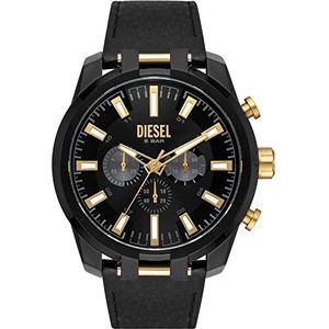 Diesel Chronograaf met sleuf voor heren, tweekleurig roestvrijstalen horloge, DZ4610, zwart, zwart.