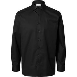 SELECTED FEMME Slhslim-ethan Shirt Ls Spread Noos Slhslim-Ethan Ls Spread Noos T-shirt voor heren (1 stuk), zwart., XXL