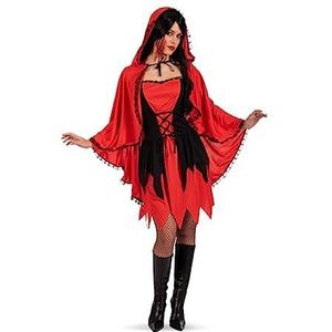 Carnival Toys Little Red Riding Hood Horror kostuum voor dames, eenheidsmaat in zak met haken.