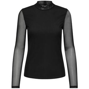 ONLY Onlerica Life Mesh L/S JRS High Neck Top voor dames, zwart.