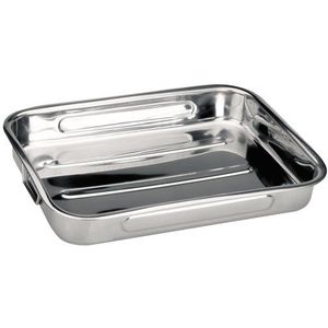 Ibili 651830 braadpan van roestvrij staal met inklapbare handgrepen, 31 x 24 x 5,5 cm, bistro