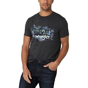 Wrangler Western T-shirt met ronde hals, korte mouwen T-shirt voor heren, Americana Foto's