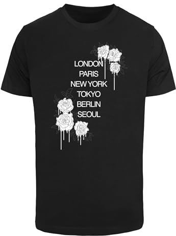 Mister Tee Mt3069 City Roses T-shirt voor heren, zwart.