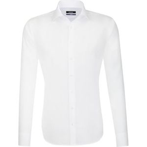 Seidensticker Business overhemd heren overhemd getailleerd overhemd strijkvrij extra lange mouwen Kent kraag 100% katoen wit (01), 44, wit (01)