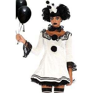 Leg Avenue 86658 dames Pierrood clown kostuum, wit/zwart, M/L