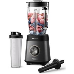 Philips Serie 5000 Blender, ProBlend Plus Motor 1200 W, bereiding van dikke smoothies op basis van bevroren fruit, inhoud 2 liter, moeiteloze reiniging, Nutri-U-toepassing, zwart (HR3041/00)