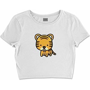 Bona Basics, Basic T-shirt met digitale print voor dames, 100% katoen, wit, casual, maat: XL, wit, XL korte taille, Wit