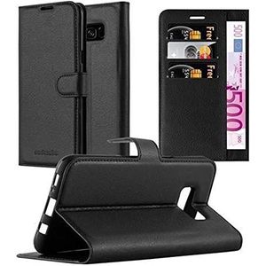 Cadorabo Beschermhoes compatibel met Samsung Galaxy S8 Plus, in donkerzwart, beschermhoes met magneetsluiting, standfunctie en kaartenvak