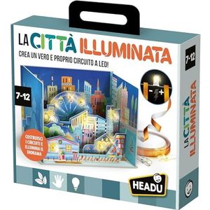 Headu De verlichte stad creëert een echt led-circuit It57090 wetenschappelijk spel voor kinderen, 8-12 jaar, gemaakt in Italië