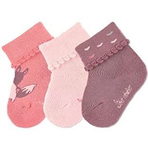 Sterntaler Babysokjes set van 3 eichh sokken, roze, normale babymeisjes, roze, Eén maat, Roze