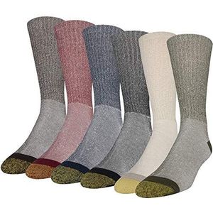Gold Toe Chaussettes athlétiques 656s en coton pour homme, plusieurs paires, Kaki/olive/noir/bleu marine/rouge/marron chiné (6 paires), Large