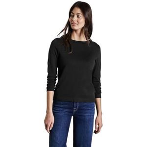 STREET ONE Pull en tricot doux, Noir, 44