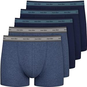 Nur Der GOTS Set van 5 smalle boxershorts van biologisch katoen voor heren, blauw/mela blauw, XL, Blauw/Mela Blauw