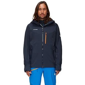 Mammut STONY Hardshell jas voor heren, thermojas met capuchon, marineblauw/oranje