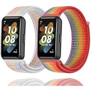 Keecuty 2 stuks armband voor Huawei Band 7, nylon, compatibel met Huawei Band 7, verstelbare klittenbandsluiting, reservearmband, sport, Loop Soft, compatibel met Huawei Band 7
