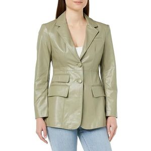 NALLY Blazer Femme en Simili Cuir 29026788-NA02, Gris Olive, S, Gris olive, S