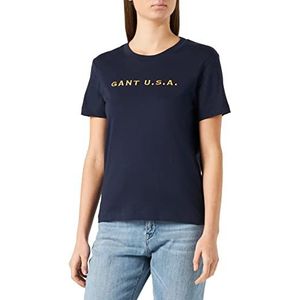 GANT T-shirt pour femme avec logo, Bleu nuit, M