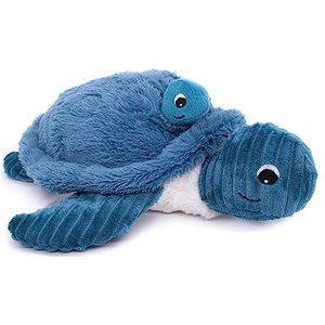 LES DÉGLINGOS PTIPOTOS by SAUVENOU Schildpad Maman/Baby Blauw – Zacht babypluche dier – cadeau-idee voor geboorte – 29 cm