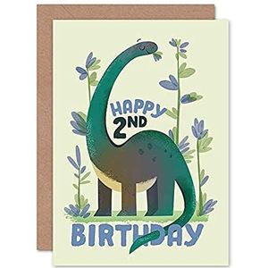 Verjaardagskaart voor de 2e verjaardag voor jongens dinosaurus apatosaurus