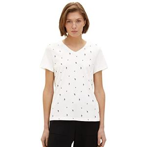 TOM TAILOR 1037404 T-shirt voor dames, 32650 - Offwhite Bird Design