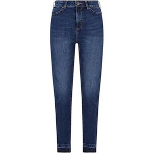 Urban Classics Jean skinny pour femme - Taille haute - Ourlet ouvert - Taille haute - Disponible en différentes couleurs - Tailles 26-36, Bleu foncé délavé, 32