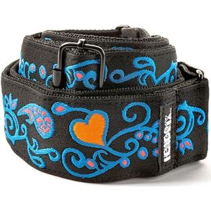 DUNLOP JH24 Jimi Hendrix Blacklight Monterey Blue Jacquard réactif à la lumière UV Longueur réglable 99-168 cm Finition cuir véritable