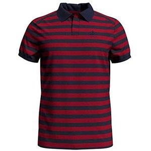 Odlo poloshirt concord heren, Chinees rood - marineblauw - strepen