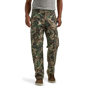 Wrangler Authentics Pantalon cargo extensible décontracté pour homme, Camouflage vert marron, 50W / 32L