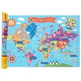 Waypoint Geographic Wereldkaart voor kinderen, gelamineerde muurposter voor kinderen, informatieve leermiddelen, geïllustreerde wandkaart voor speelkamer en decoratie